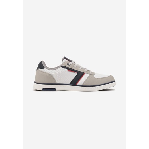 Białe Buty Sportowe Sneakersy z Ozdobnymi Przeszyciami Poltia ze sklepu born2be.pl w kategorii Buty sportowe męskie - zdjęcie 178414289
