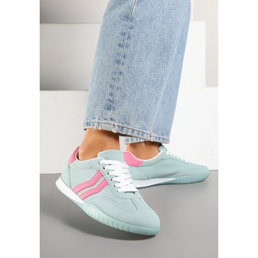 Jasnozielone Sneakersy w Typie Tenisówek z Ozdobnymi Paskami Zommea ze sklepu born2be.pl w kategorii Buty sportowe damskie - zdjęcie 178414326