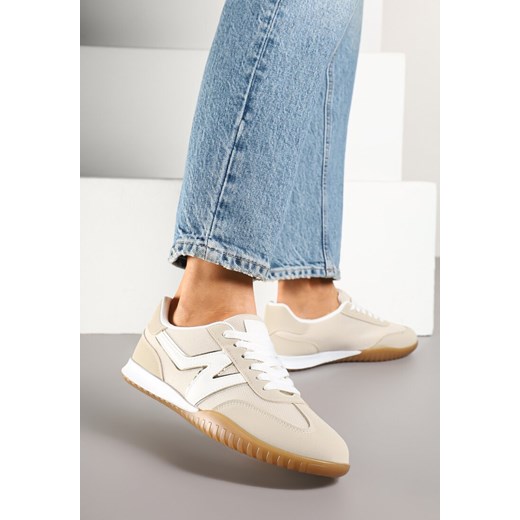 Beżowe Sneakersy w Stylu Kultowych Tenisówek Tultia ze sklepu born2be.pl w kategorii Buty sportowe damskie - zdjęcie 178415205