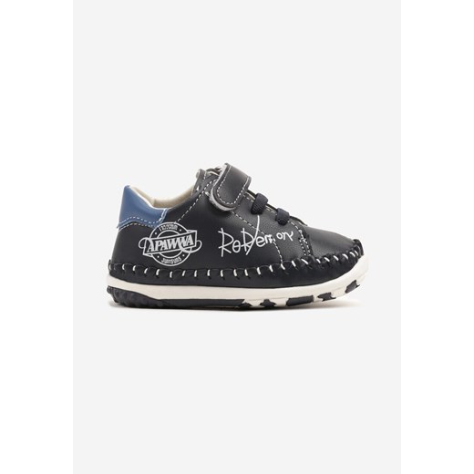 Granatowo-Niebieskie Buty Sportowe Sneakersy ze Skóry Naturalnej Zapinane na Rzep Ziterta ze sklepu born2be.pl w kategorii Buty sportowe dziecięce - zdjęcie 178415237