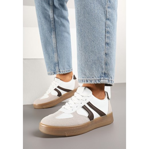 Biało-Brązowe Sneakersy w Stylu Kultowych Tenisówek Setionis ze sklepu born2be.pl w kategorii Buty sportowe damskie - zdjęcie 178415835