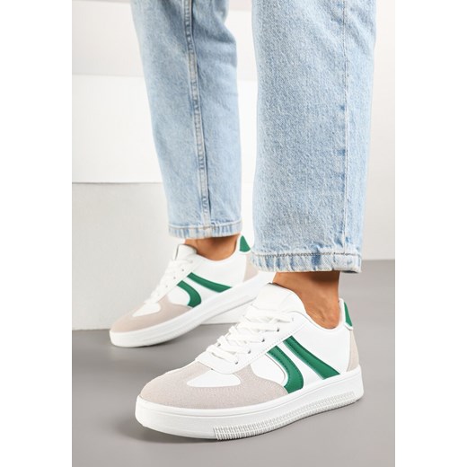 Biało-Zielone Sneakersy w Stylu Kultowych Tenisówek Setionis ze sklepu born2be.pl w kategorii Buty sportowe damskie - zdjęcie 178415847