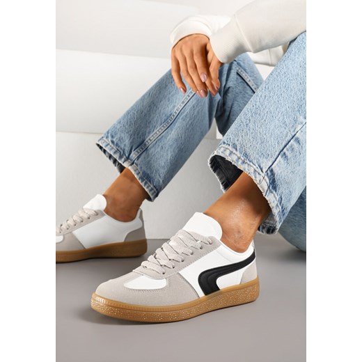 Biało-Czarne Sneakersy w Stylu Klasycznych Tenisówek Ahleria ze sklepu born2be.pl w kategorii Buty sportowe damskie - zdjęcie 178415907