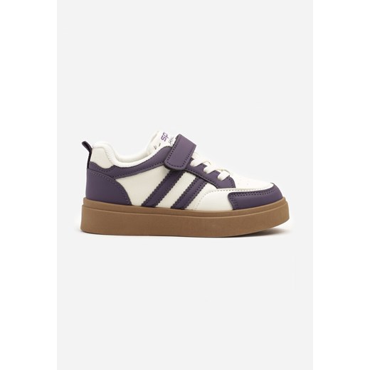 Biało-Fioletowe Buty Sportowe Sneakersy z Ozdobnymi Paskami Setindra ze sklepu born2be.pl w kategorii Buty sportowe dziecięce - zdjęcie 178416539