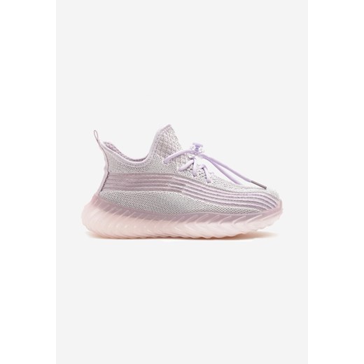 Fioletowe Buty Sportowe Sneakersy z Geometrycznymi Paskami Garenia ze sklepu born2be.pl w kategorii Buty sportowe dziecięce - zdjęcie 178416548