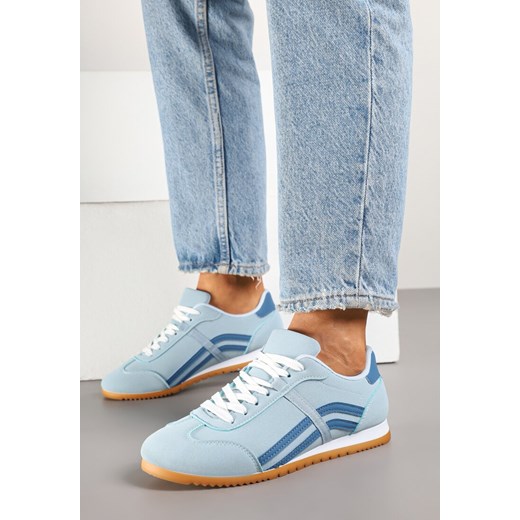 Niebieskie Sneakersy z Przeszyciami i Ozdobnymi Paskami na Boku Beniffa ze sklepu born2be.pl w kategorii Buty sportowe damskie - zdjęcie 178416636