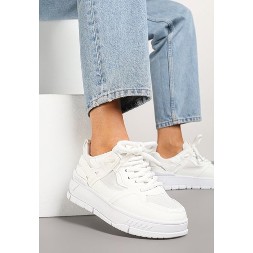 Białe Sneakersy w Streetwearowym Stylu na Grubej Podeszwie Teniffia ze sklepu born2be.pl w kategorii Buty sportowe damskie - zdjęcie 178417479