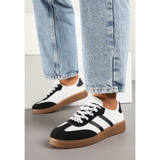 Czarno-Białe Sneakersy w Stylu Tenisówek Lurilola ze sklepu born2be.pl w kategorii Buty sportowe damskie - zdjęcie 178417806