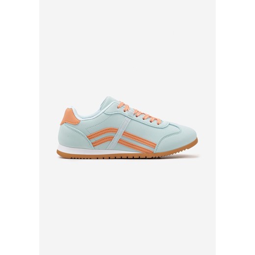 Niebieskie buty sportowe damskie Born2be sneakersy sznurowane na płaskiej podeszwie