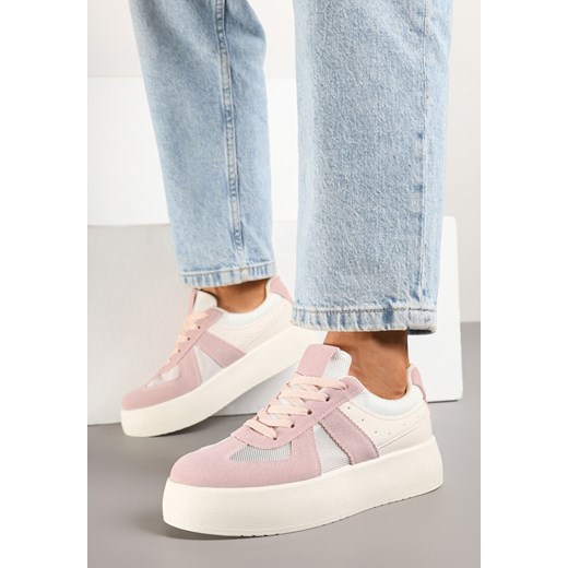 Różowe Sneakersy w Stylu Tenisówek na Platformie Nanirea ze sklepu born2be.pl w kategorii Buty sportowe damskie - zdjęcie 178418169