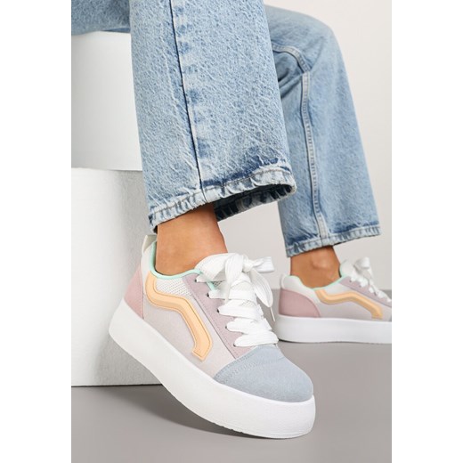 Niebiesko-Fioletowe Sneakersy w Stylu Klasycznych Tenisówek na Platformie Nurimea ze sklepu born2be.pl w kategorii Buty sportowe damskie - zdjęcie 178418208