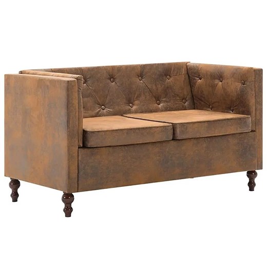 2-osobowa Sofa Vang w stylu Chesterfield - brąz ze sklepu Edinos.pl w kategorii Sofy i kanapy - zdjęcie 178419629