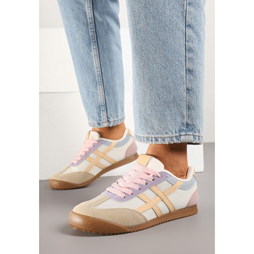 Beżowo-Różowe Sneakersy w Stylu Kultowych Tenisówek Ilissena ze sklepu born2be.pl w kategorii Buty sportowe damskie - zdjęcie 178421059
