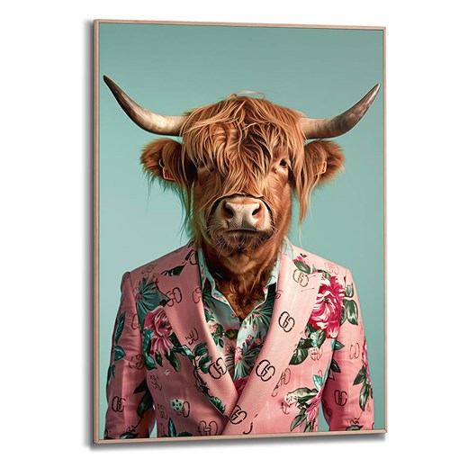 Orangewallz Druk artystyczny &quot;Highlander Pink Jacket&quot; w ramce - 50 x 70 cm ze sklepu Limango Polska w kategorii Obrazy - zdjęcie 178421667