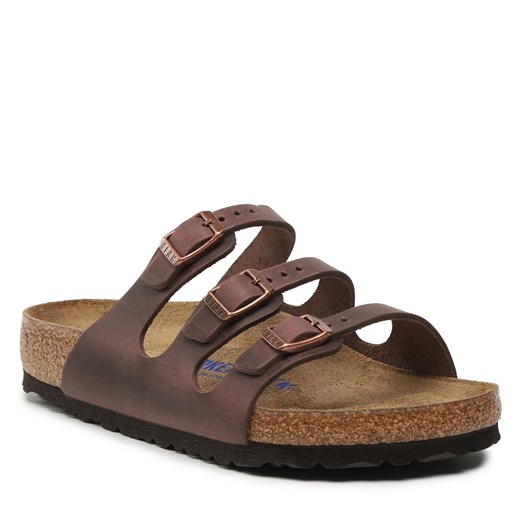 Klapki Birkenstock Florida 53901 Brązowy ze sklepu eobuwie.pl w kategorii Klapki damskie - zdjęcie 178422425