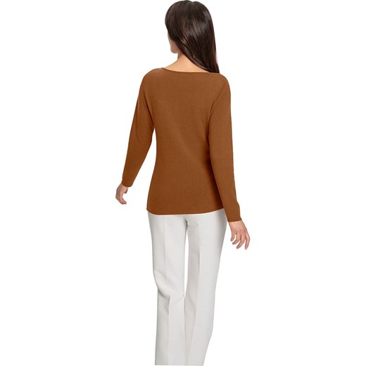 Sweter damski brązowy Heine z dekoltem w serek 