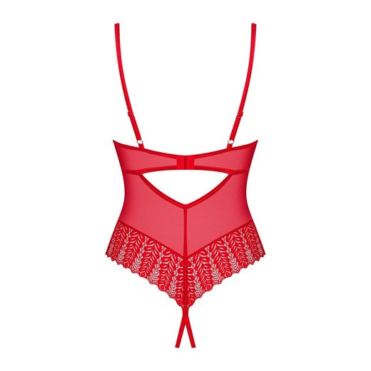 Obsessive czerwone koronkowe body otwarte Ingridia, Kolor czerwony, Rozmiar XS/S, Obsessive ze sklepu Intymna w kategorii Body damskie - zdjęcie 178424739