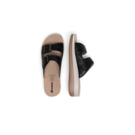Klapki damskie Inblu bez zapięcia na lato płaskie czarne casual 