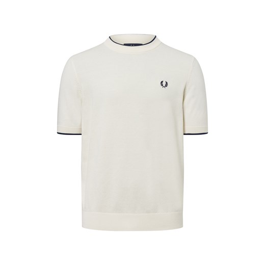 Fred Perry Męski sweter Mężczyźni Bawełna beżowy jednolity ze sklepu vangraaf w kategorii Swetry męskie - zdjęcie 178429129