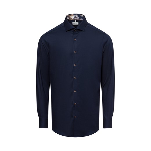 Olymp Level Five Męska koszula biznesowa Mężczyźni Slim Fit Bawełna granatowy wypukły wzór tkaniny ze sklepu vangraaf w kategorii Koszule męskie - zdjęcie 178429165