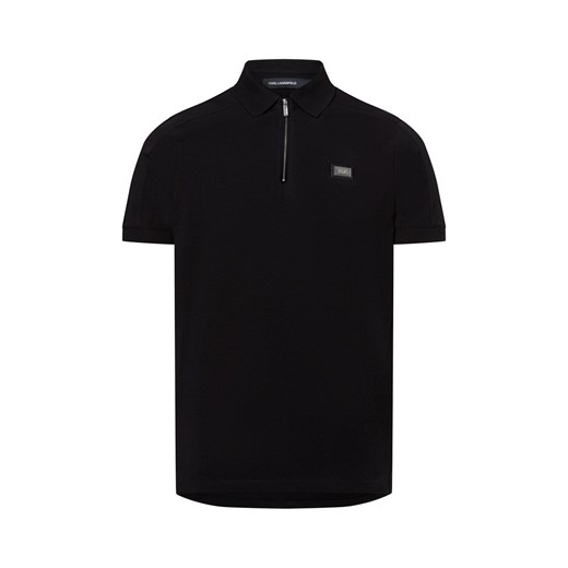 KARL LAGERFELD Męska koszulka polo Mężczyźni Bawełna czarny jednolity ze sklepu vangraaf w kategorii T-shirty męskie - zdjęcie 178429168