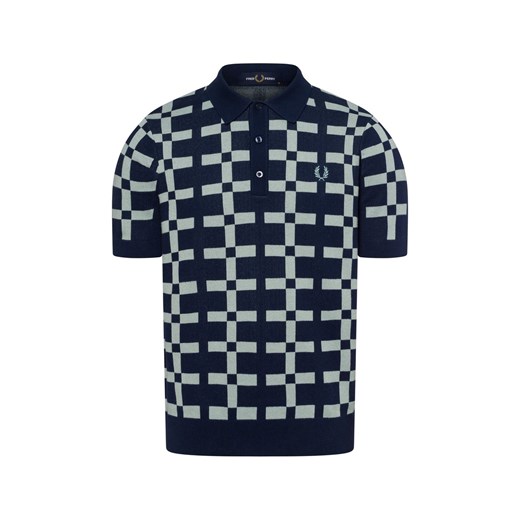 Fred Perry Męska koszulka polo Mężczyźni Bawełna granatowy w kratkę ze sklepu vangraaf w kategorii T-shirty męskie - zdjęcie 178429196