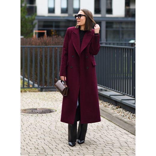 FORSETI Płaszcz Emija ocieplany burgund  , Rozmiar: S/M ze sklepu forseti.net.pl w kategorii Płaszcze damskie - zdjęcie 178430685