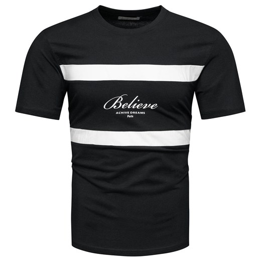 T-shirt męski z nadrukiem czarny Recea ze sklepu Recea.pl w kategorii T-shirty męskie - zdjęcie 178431245