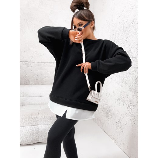 Bluza oversize damska czarna gruba z kapturem Shiny ze sklepu goodlookin.pl w kategorii Bluzy damskie - zdjęcie 178432636