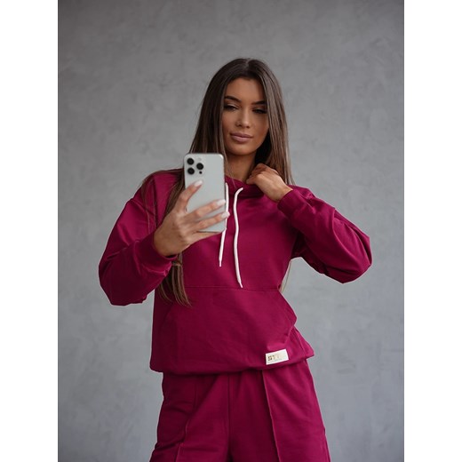 Komplet dresowy bluza ze stójką i spodnie bordowy (82162) ze sklepu goodlookin.pl w kategorii Komplety i garnitury damskie - zdjęcie 178432759