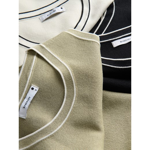 Reserved - Gładki top z wiskozą - złamana biel Reserved S Reserved