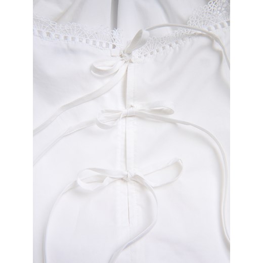 Reserved - Bawełniana bluzka w wiązaniami - biały Reserved XS Reserved