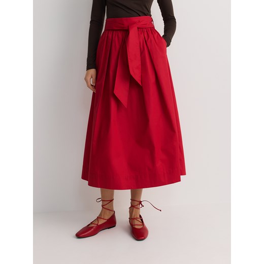 Reserved - Spódnica midi z wiązaniem - czerwony Reserved S Reserved