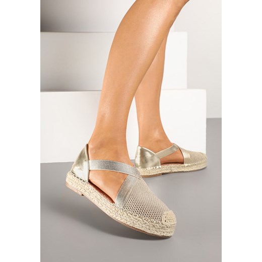 Złote Espadryle Ozdobione Plecionką i Paskiem Morinia ze sklepu born2be.pl w kategorii Espadryle damskie - zdjęcie 178434319