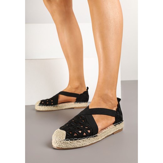 Czarne Ażurowe Espadryle na Podeszwie z Plecionki Amedeon ze sklepu born2be.pl w kategorii Espadryle damskie - zdjęcie 178434325