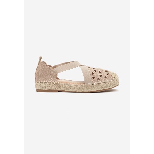Beżowe espadryle damskie Born2be bez zapięcia płaskie