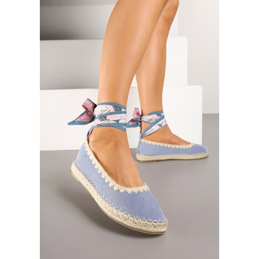Niebieskie Espadryle z Plecioną Podeszwą i Wiązaniem Wokół Kostki Cyntavia ze sklepu born2be.pl w kategorii Espadryle damskie - zdjęcie 178434475