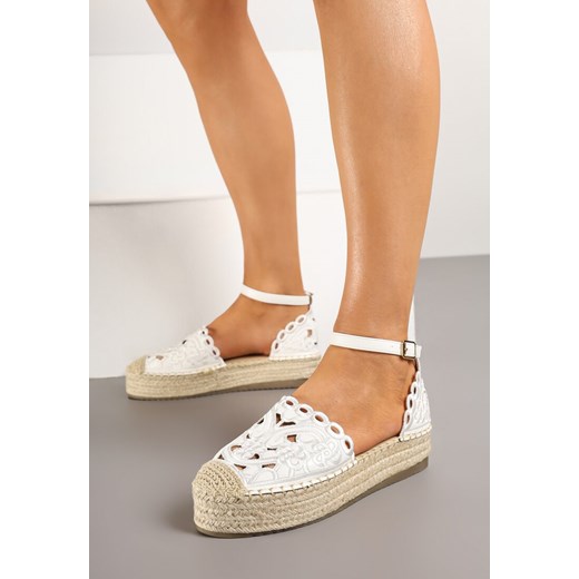 Białe Espadryle na Grubej Podeszwie z Ażurową Cholewką Eleasel ze sklepu born2be.pl w kategorii Espadryle damskie - zdjęcie 178434649