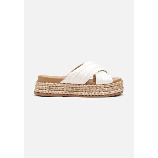 Białe espadryle damskie Born2be z klamrą casual na platformie