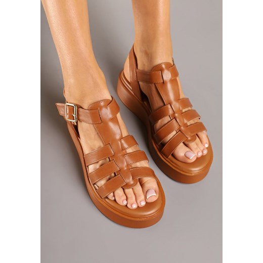 Brązowe Sandały Gladiatorki na Grubej Podeszwie Nonaleira 39 okazja born2be.pl