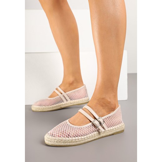 Beżowe Espadryle z Siateczkową Cholewką Plecionką i Paskami Dorlexia 36 promocja born2be.pl