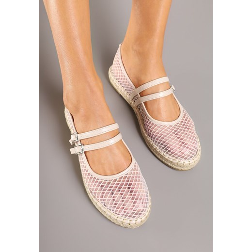 Beżowe Espadryle z Siateczkową Cholewką Plecionką i Paskami Dorlexia 41 promocja born2be.pl