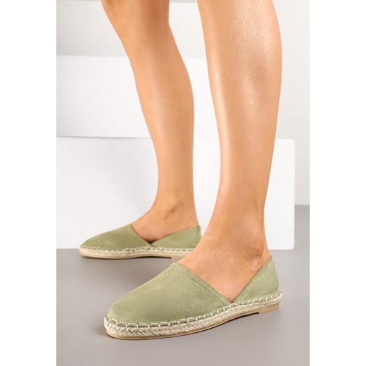 Espadryle damskie Born2be zielone z tkaniny letnie bez zapięcia