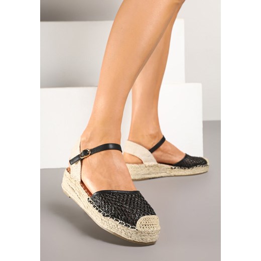 Czarne Espadryle z Siateczki na Plecionej Podeszwie Alisindra ze sklepu born2be.pl w kategorii Espadryle damskie - zdjęcie 178440046
