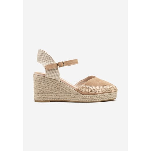 Brązowe Sandały w Stylu Espadryli na Koturnie Nanaris 40 born2be.pl okazja