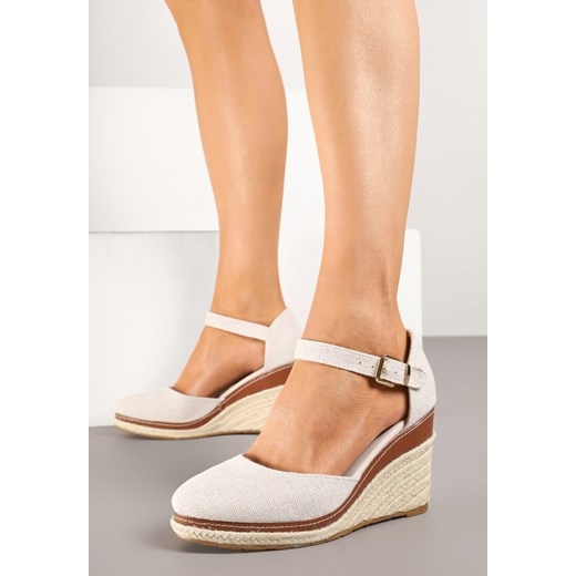 Beżowe Sandały Espadryle na Plecionym Koturnie Alanilis ze sklepu born2be.pl w kategorii Espadryle damskie - zdjęcie 178442677