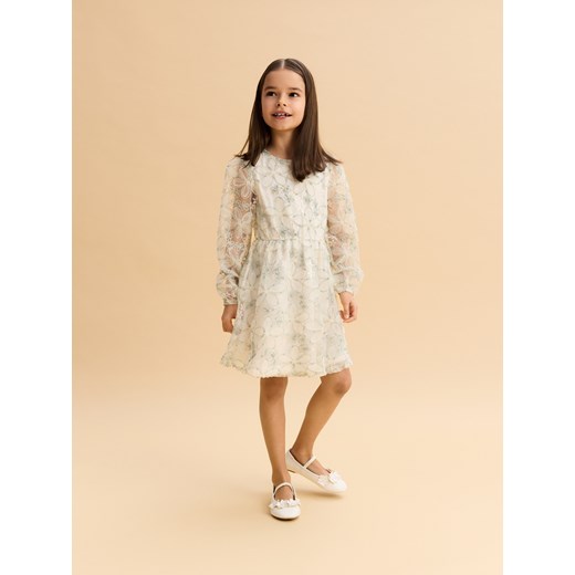 Reserved - Wzorzysta sukienka - złamana biel Reserved 158 (12 lat) Reserved