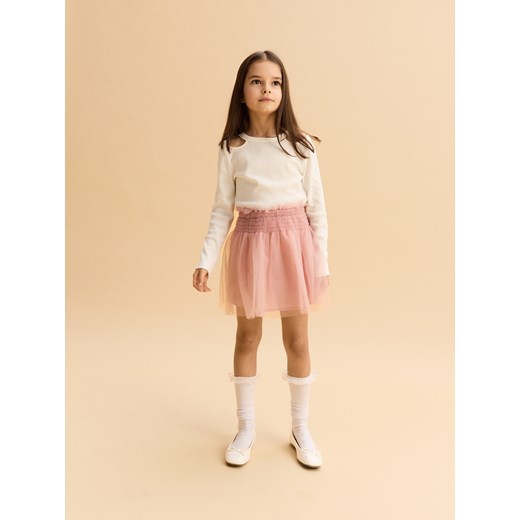 Reserved - Prążkowana bluzka z wycięciami - złamana biel Reserved 164 (13 lat) Reserved