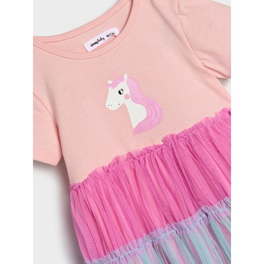 Sinsay - Sukienka z tęczowym tiulem - różowy Sinsay 86 Sinsay