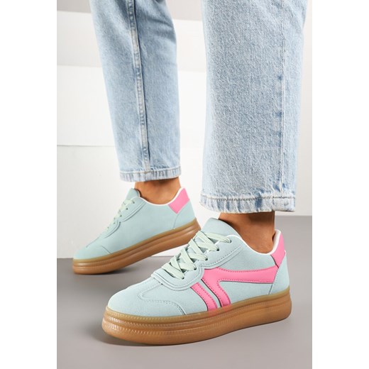 Jasnozielone Sneakersy w Stylu Kultowych Tenisówek z Ozdobnymi Przeszyciami Alanithra ze sklepu born2be.pl w kategorii Buty sportowe damskie - zdjęcie 178446966
